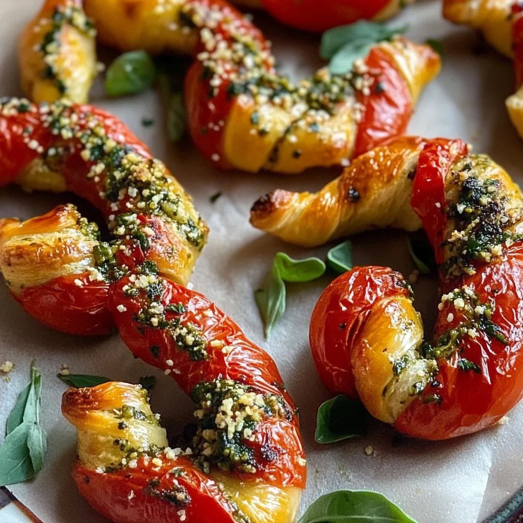 Bastones de hojaldre con pesto verde y rosso