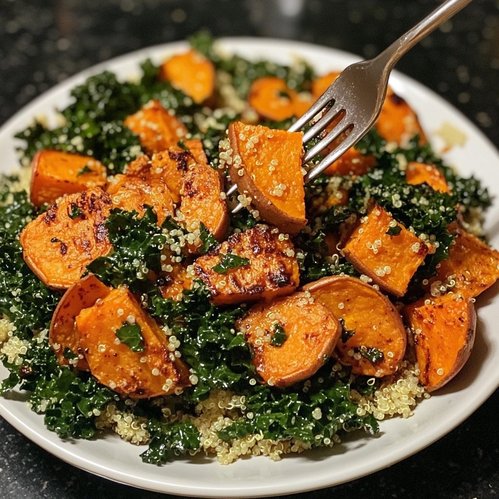 Süßkartoffel-Buddha-Bowl mit Grünkohl und Quinoa
