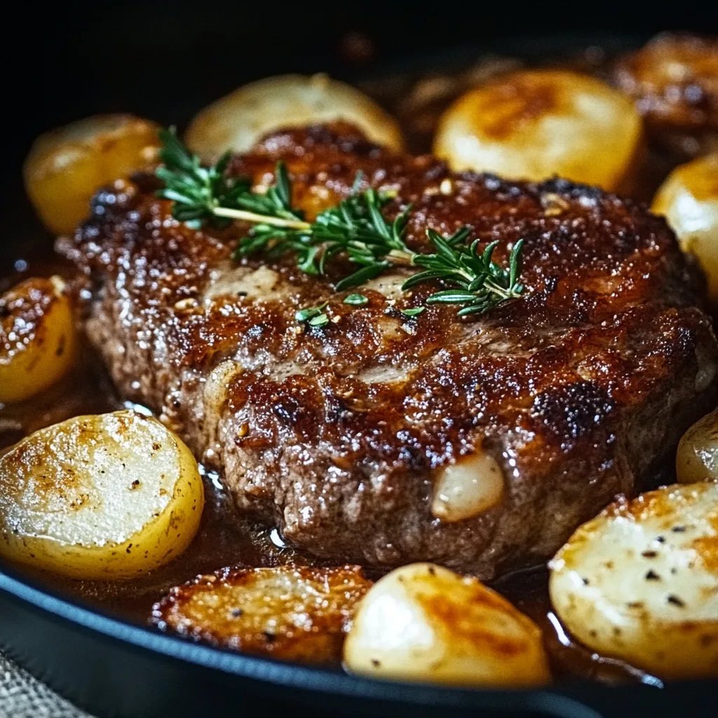 Hackbraten mit Kartoffeln in Sahne